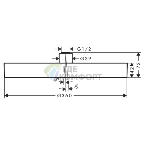 Верхний душ HG Rainfinity 360 мм с потолочным держателем, черный матовый (26231670) - фото 2