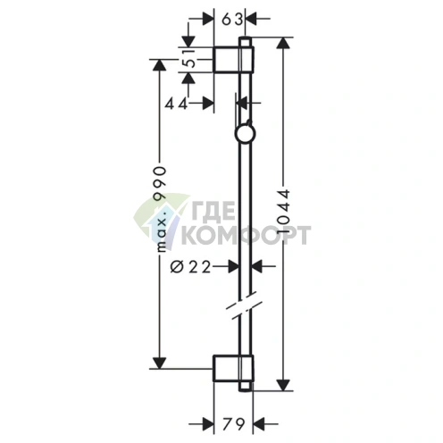 Штанга для душа HG Unica Varia 1,05 м хром (27356000) - фото 2