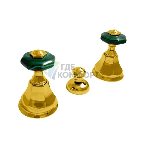 Смеситель для биде Nicolazzi Teide Chic с двумя ручками, 3 отверстиями, цвет золото (1910GO15C) - фото 1