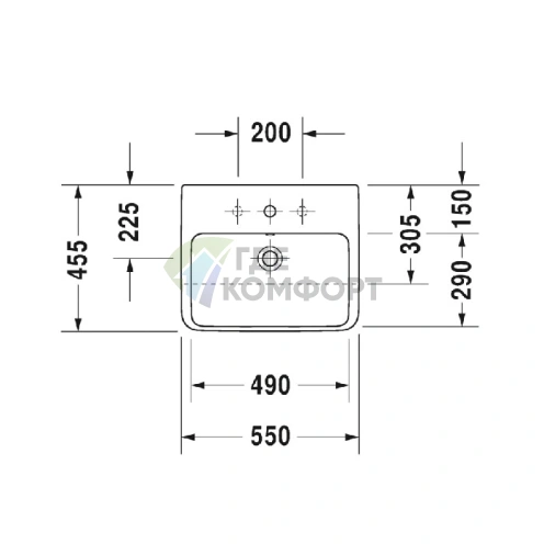 Раковина Duravit ME by Starck белая для встраивания в столешницу 550x455 мм (378550000) - фото 2