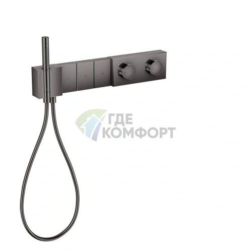 Термостат для душа AX Edge на 3 источника с ручным душем, полированный черный (46710330) - фото 1