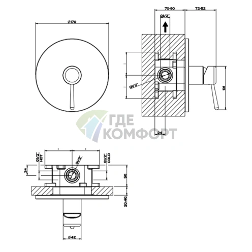 Смеситель Gessi Goccia встраиваемый однорычажный белый (44676#279) - фото 2
