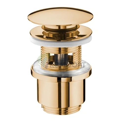 Стильный золотой донный клапан Nicolazzi 1¼ с системой clic-clac и переливом (5558GO) - фото 1