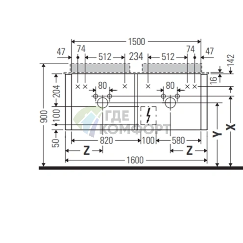 Подвесная тумба Duravit Happy D.2 Plus 1600 мм, 2 ящика, цвет Stone Grey Satin Matt (HP4936B9292) - фото 2