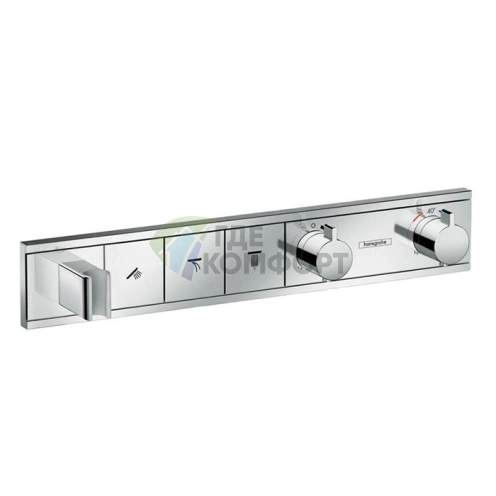 Встраиваемый термостат для душа Hansgrohe RainSelect на 3 источника с держателем, хром (15356000) - фото 1