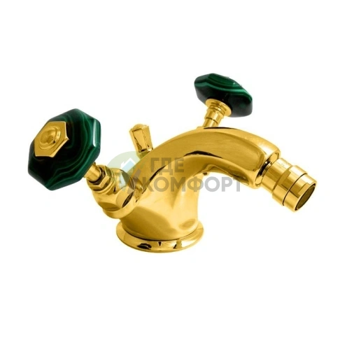 Смеситель для биде Nicolazzi Teide Chic с двумя ручками и донным клапаном, золото (1934GO15C) - фото 1