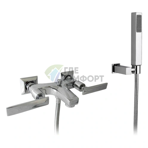 Смеситель для ванны Nicolazzi Vincent с двумя ручками и переключателем «ванна/душ» в комплекте с душевой лейкой (хром) (1002CR28) - фото 1