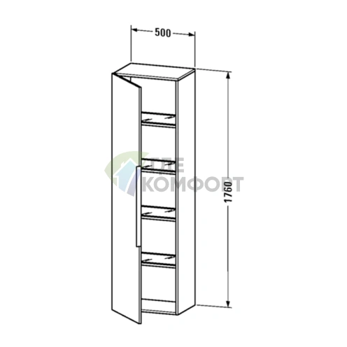 Шкаф-пенал подвесной Duravit Happy D.2 500х60х1760, белый глянцевый, 4 полки (H29253R2222) - фото 2