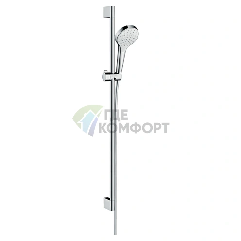 Душевой набор HG Croma Select S: штанга 900 мм, ручной душ Rain 110 мм, EcoSmart, белый/хром (26575400) - фото 1