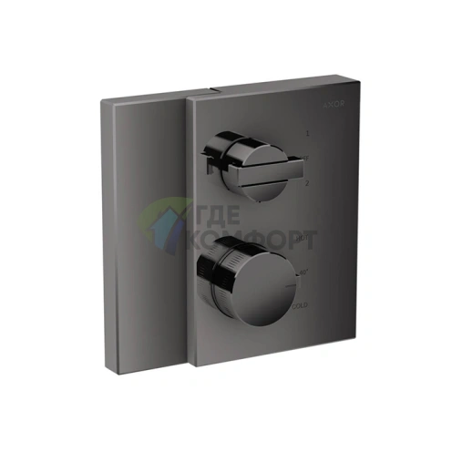 Термостат для душа AX Edge с переключателем на 2 источника (полированный черный) (46760330) - фото 1
