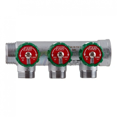 Коллектор Far (FK 3822 134) 1 ВР(г) х 3 выхода 3/4 НР(ш) ЕК х 1 НР(ш) регулируeмый (ФАР) - фото 4
