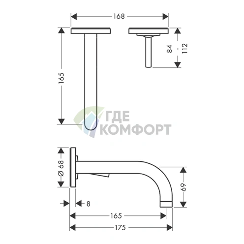 Смеситель для раковины AX Uno: шлифованный черный хром (38113340) - фото 2