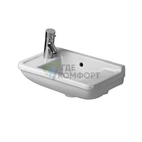 Белая подвесная раковина Duravit Starck 3 500x260 мм с переливом и отверстием слева (751500009) - фото 4