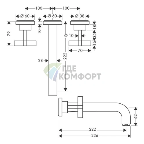 Смеситель для раковины AX Citterio в цвете полированное красное золото (39143300) - фото 2