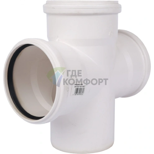 Крестовина канализационная Raupiano Plus 110/110/110/87° одноплоскостная REHAU (РЕХАУ - 11215541001) - фото 1