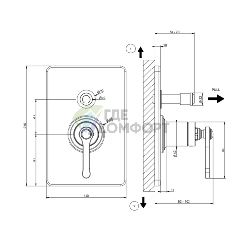 GESSI VENTI20: Однорычажный встраиваемый смеситель с переключателем (цвет Brass PVD) (65079#710) - фото 2