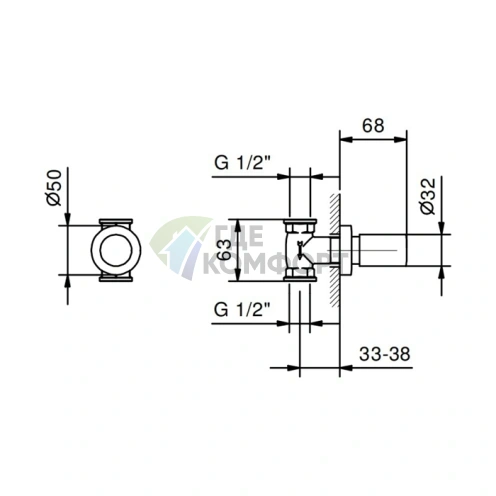 Запорный вентиль Fantini Nostromo 1/2, нержавеющая сталь (41 93 4035B) - фото 2