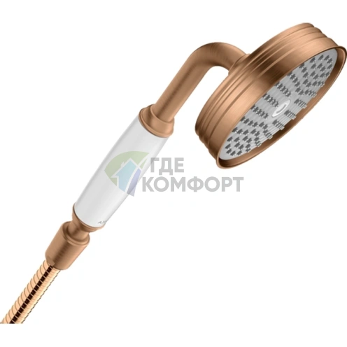 Ручной душ AX Montreux 100 мм, шлифованная бронза с белой рукояткой (16320140) - фото 1