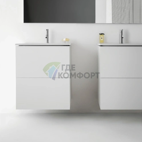 Комплект Laufen Kartell: тумба с керамической раковиной белого цвета 600х500х725 мм с двумя выдвижными ящиками (8.6033.3.640.104.1) - фото 1