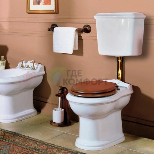 Унитаз напольный AZZURRA JUBILAEUM 59x40 см со скрытым сливом, белый (JUB100/P bi)) - фото 1