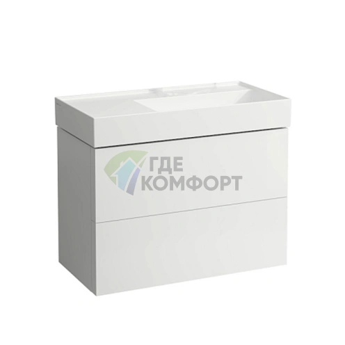 Тумба под раковину LAUFEN Kartell 880x450x600 мм с двумя ящиками, полкой и органайзером, белая матовая (4.0760.8.033.640.1) - фото 1