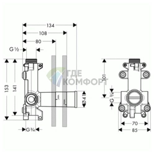 Скрытая часть для запорного вентиля AX ShowerCollection (10971180) - фото 2