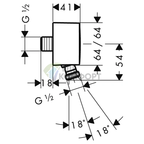 Шарнирное соединение HG PuraVida Fixfit G1/2 с обратным клапаном (хром) (27414000) - фото 2
