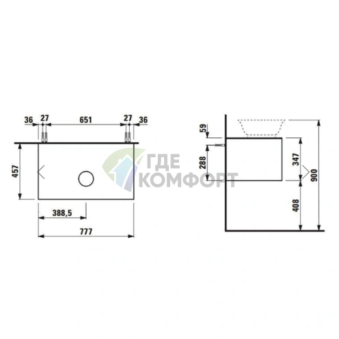 База под раковину Laufen New Classic подвесная, 780x450x350 мм, 1 ящик, черный дуб (4.0601.1.085.628.1) - фото 2
