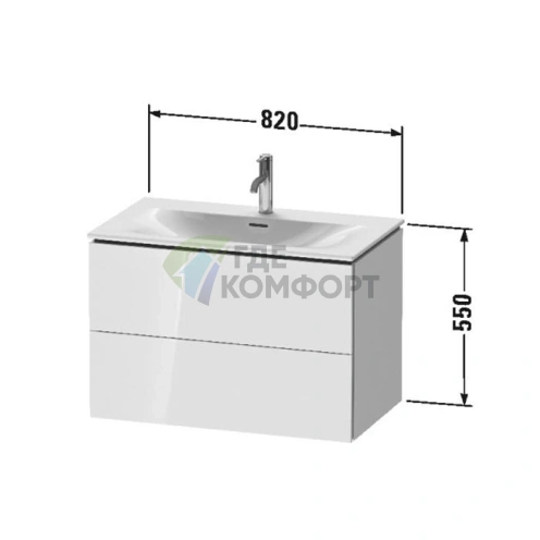 Подвесная тумба Duravit L-Cube 234483 с двумя ящиками, 550x820x481 мм, цвет White High Gloss (LC630702222) - фото 2
