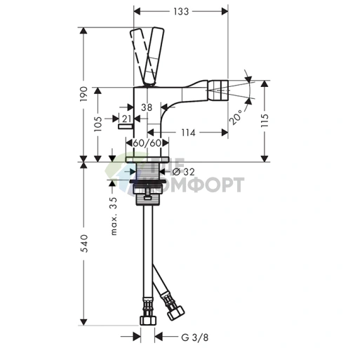 Смеситель для биде AX Citterio в цвете Шлифованное золото (36120250) - фото 2