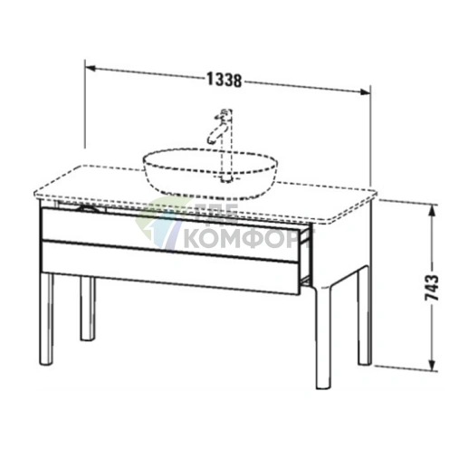 Напольная тумба Duravit Luv с выдвижным ящиком, 743x1388x570 мм, цвет скандинавски-белый шелковисто-матовый (LU956103939) - фото 2