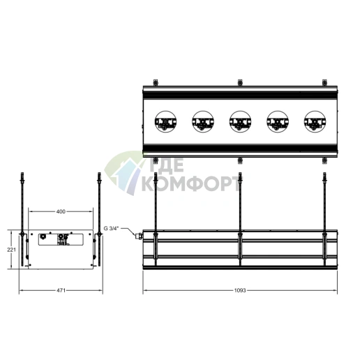 GESSI BINARIO — линейный профиль 1090 мм на 5 модулей, цвет Black XL с системой Easy-Fix (61129#299) - фото 2