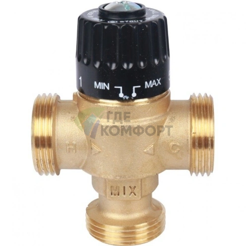 Клапан термостатический смесительный НР 1, 30-65С, KV 2.3, центральное смешивание Stout - фото 1