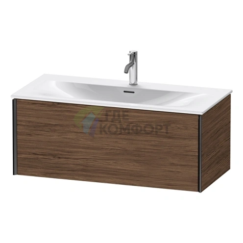Тумба подвесная Duravit XViu 610x800x480 мм для раковины, цвет walnut dark/черный матовый (XV40350B221) - фото 1