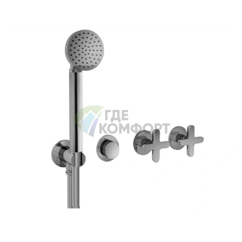 Смеситель для душа Fantini Icona Classic встроенный на 2 выхода с ручным душем хром (53 02 R017B) - фото 1