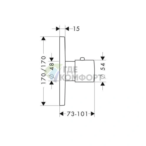 Термостат для душа AX Citterio M: Точная настройка комфорта (хром, 1 подключение) (34716000) - фото 2