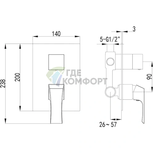 Умный смеситель для ванны с душем Lemark Unit LM4527C со встроенным термостатом - фото 2
