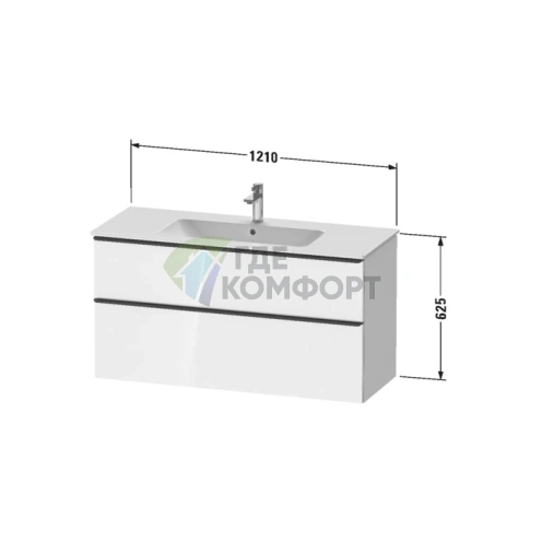 Тумбочка подвесная Duravit D-Neo 1210 мм, белый высокоглянцевый, 1 ящик (DE436402222) - фото 2