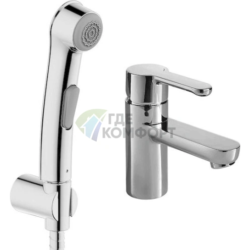 Смеситель Bravat Stream F13783C-3 для раковины с функцией гигиенического душа - фото 1