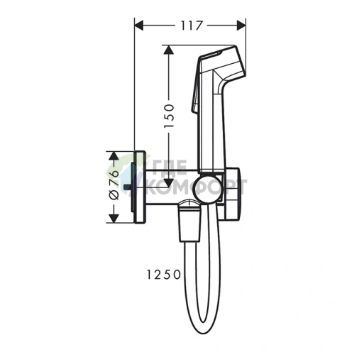 Гигиенический душ Hansgrohe Bidette E со смесителем и держателем, хром (арт. 29235180) (29232000) - фото 2