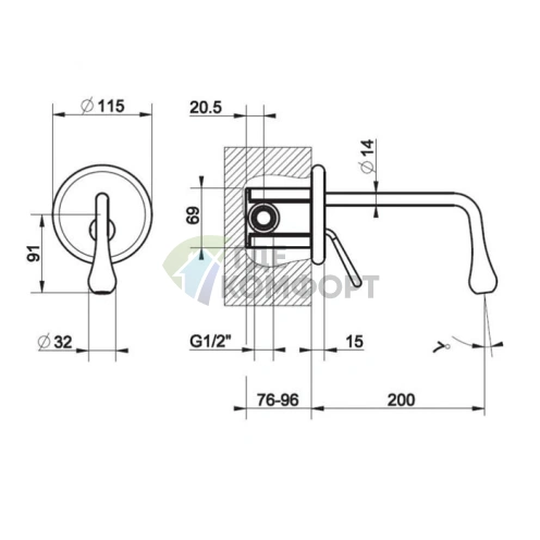 Встраиваемый однорычажный смеситель Gessi Goccia для раковины, излив 200 мм, черный (33684#299) - фото 2