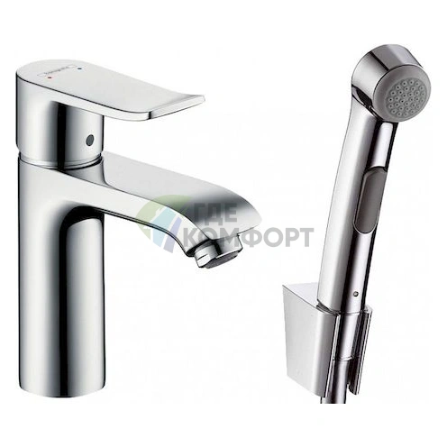 Смеситель для раковины Hansgrohe Metris с гигиеническим душем - фото 1
