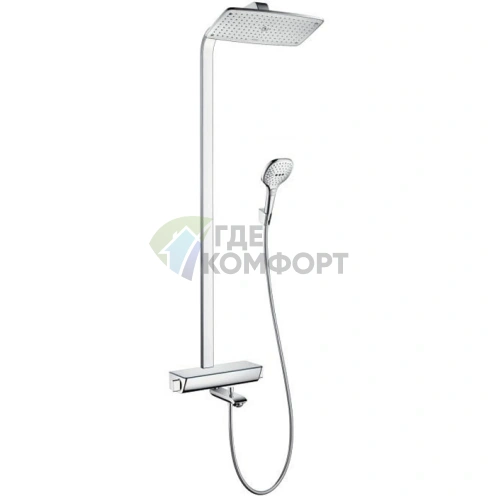 Душевая система HG Raindance E с термостатом, верхним душем 360° и полочкой для ванны (27113000) - фото 1