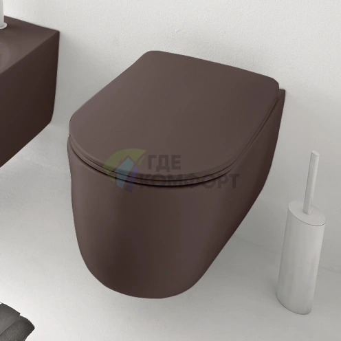 Подвесной унитаз Kerasan Nolita безободковый, 55x35 см, цвет Бургундский матовый (531475) - фото 1