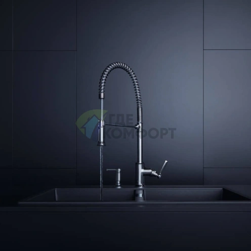 Кухонный смеситель AX Montreux Semi-Pro: однорычажный, высокий излив 270 мм, цвет под сталь (16582800) - фото 1