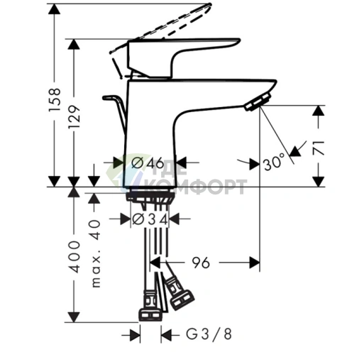 Смеситель для раковины Hansgrohe Talis E 80, однорычажный, хром (71700000) - фото 2