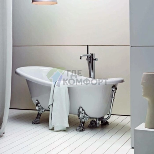 Ванна AZZURRA JUBILAEUM CrystalTech 170x80 см отдельностоящая (белая, ножки хром) - фото 1