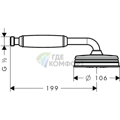 Ручной душ AX Montreux с белой рукояткой, сталь, 100 мм (16320800) - фото 2