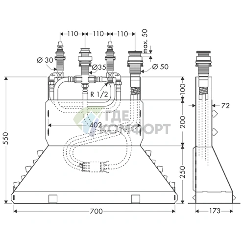 Скрытая панель для смесителя на борт ванны AX MyEdition (4 отверстия) (15480180) - фото 2