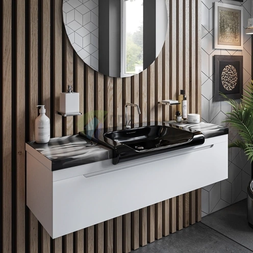 Раковина KERASAN Inka Project INKA 60x40x35 Nero Lucido с отверстием под смеситель (341104*1) - фото 4